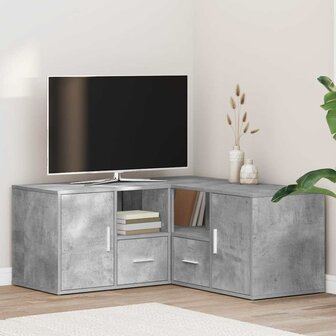 Hoekkast 160x40x45 cm bewerkt hout betongrijs 1