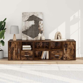 Hoekkast 160x40x45 cm bewerkt hout gerookt eikenkleurig 3