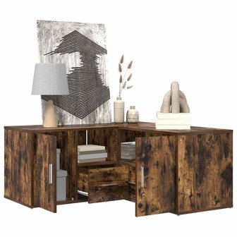 Hoekkast 160x40x45 cm bewerkt hout gerookt eikenkleurig 4