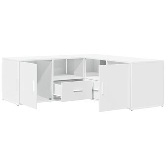 Hoekkast 200x40x45 cm bewerkt hout wit 2