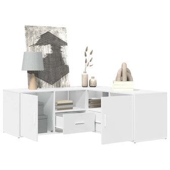Hoekkast 200x40x45 cm bewerkt hout wit 4