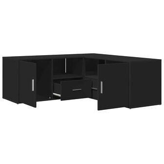 Hoekkast 200x40x45 cm bewerkt hout zwart 2