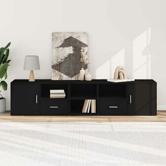Hoekkast 200x40x45 cm bewerkt hout zwart 3