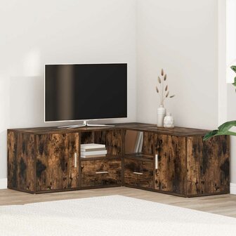 Hoekkast 200x40x45 cm bewerkt hout gerookt eikenkleurig 1