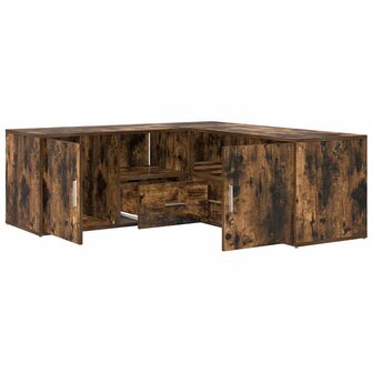 Hoekkast 200x40x45 cm bewerkt hout gerookt eikenkleurig 2