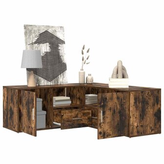 Hoekkast 200x40x45 cm bewerkt hout gerookt eikenkleurig 4