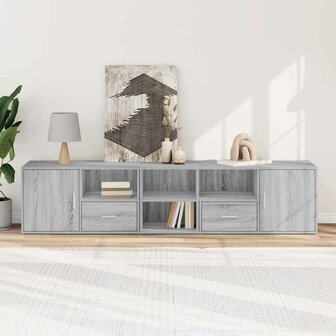 Hoekkast 200x40x45 cm bewerkt hout grijs sonoma eikenkleurig 3
