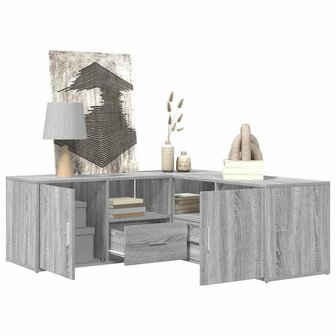 Hoekkast 200x40x45 cm bewerkt hout grijs sonoma eikenkleurig 4