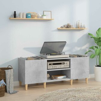 Platenkast 121x38x48 cm bewerkt hout betongrijs 1
