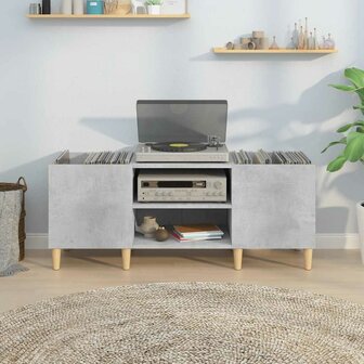 Platenkast 121x38x48 cm bewerkt hout betongrijs 3