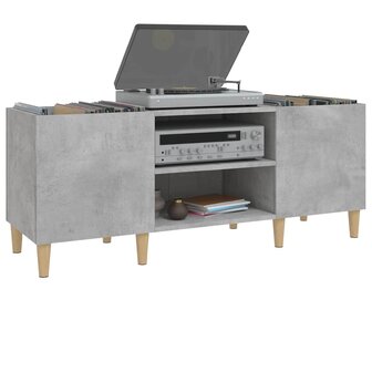 Platenkast 121x38x48 cm bewerkt hout betongrijs 4