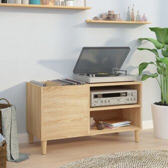 Platenkast 84,5x38x48 cm bewerkt hout sonoma eikenkleurig 1