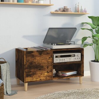 Platenkast 84,5x38x48 cm bewerkt hout gerookt eikenkleurig 1