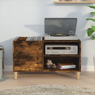 Platenkast 84,5x38x48 cm bewerkt hout gerookt eikenkleurig 3