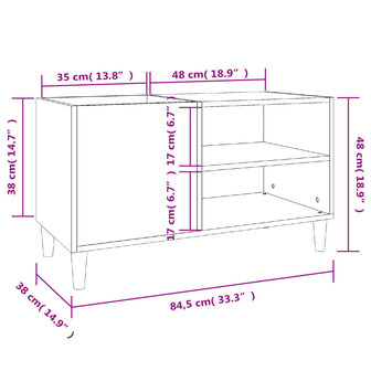 Platenkast 84,5x38x48 cm bewerkt hout gerookt eikenkleurig 8