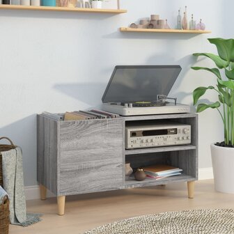 Platenkast 84,5x38x48 cm bewerkt hout grijs sonoma eikenkleurig 1