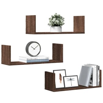 Wandschappen 3 st 58x18x18 cm bewerkt hout bruin eikenkleurig 1