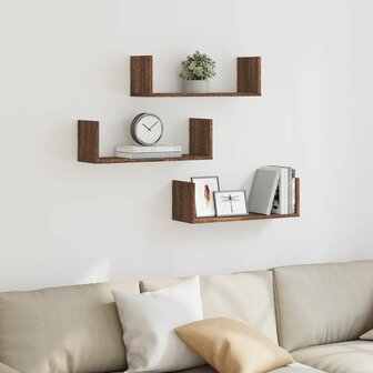Wandschappen 3 st 58x18x18 cm bewerkt hout bruin eikenkleurig 3