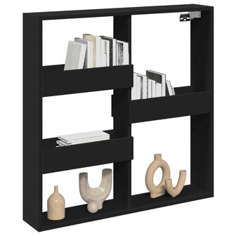 Wandkast 80x15x80 cm bewerkt hout zwart 3