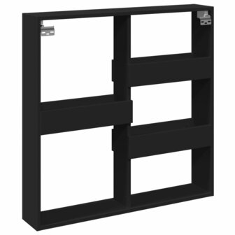 Wandkast 80x15x80 cm bewerkt hout zwart 6