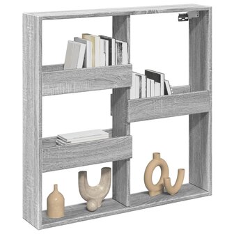Wandkast 80x15x80 cm bewerkt hout grijs sonoma eikenkleurig 3