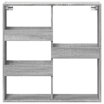 Wandkast 80x15x80 cm bewerkt hout grijs sonoma eikenkleurig 4