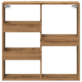 Wandkast 80x15x80 cm bewerkt hout artisanaal eikenkleur 4