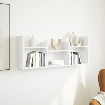 Wandkast 100x18x40 cm bewerkt hout wit 3