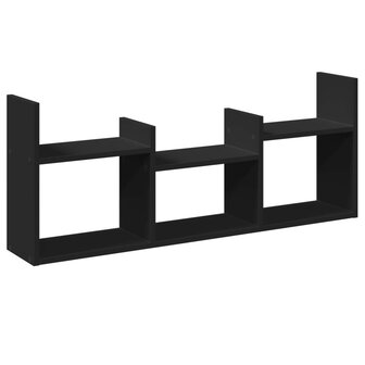 Wandkast 100x18x40 cm bewerkt hout zwart 2