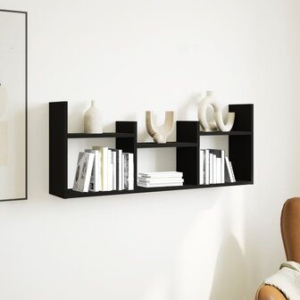 Wandkast 100x18x40 cm bewerkt hout zwart 3