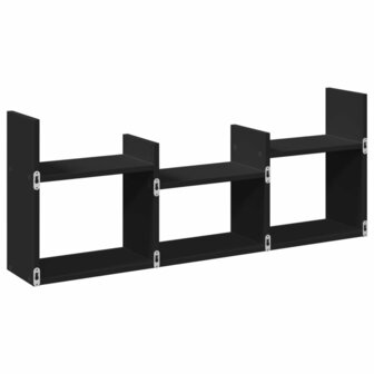 Wandkast 100x18x40 cm bewerkt hout zwart 6