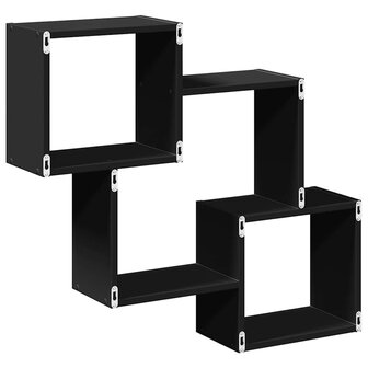 Wandkast 78x18x71 cm bewerkt hout zwart 6