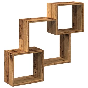 Wandkast 78x18x71 cm bewerkt hout oud houtkleurig 2