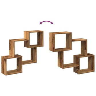 Wandkast 78x18x71 cm bewerkt hout oud houtkleurig 7