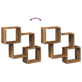 Wandkast 78x18x71 cm bewerkt hout oud houtkleurig 8