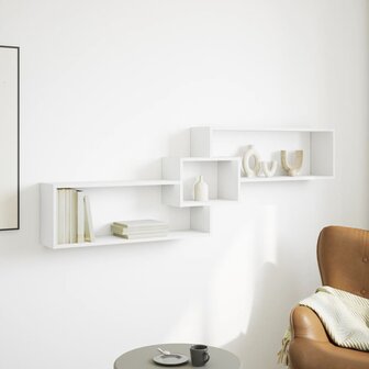 Wandkast 158x18x53 cm bewerkt hout wit 3