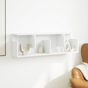 Wandkast 100x20x30 cm bewerkt hout wit 3