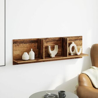 Wandkast 100x16,5x30 cm bewerkt hout oud houtkleurig 3