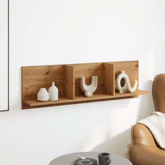 Wandkast 100x16,5x30 cm bewerkt hout artisanaal eikenkleurig 3