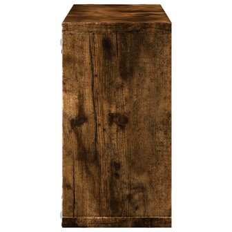 Wandkast 100x16x30 cm bewerkt hout gerookt eikenkleurig 5
