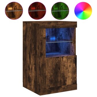 Bijzetkastjes met LED 2 st bewerkt hout gerookt eikenkleurig 5