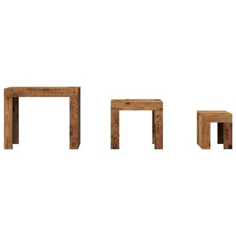 3-delige Tafeltjesset bewerkt hout oud houtkleurig 4
