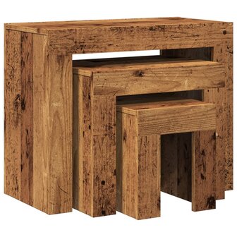 3-delige Tafeltjesset bewerkt hout oud houtkleurig 7