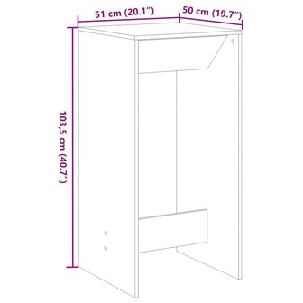 Bartafel 51x50x103,5 cm bewerkt hout grijs sonoma eikenkleurig 9