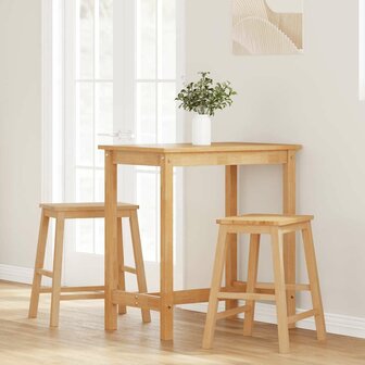 Barstoelen 2 st massief hout rubber 3