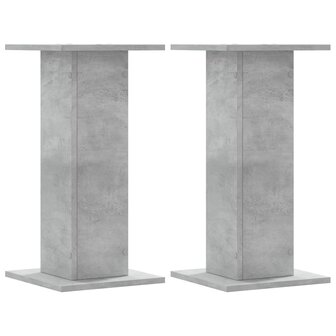 Speakerstandaards 2 st 30x30x60 cm bewerkt hout betongrijs 2