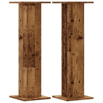 Speakerstandaards 2 st 30x30x95 cm bewerkt hout oud houtkleurig 2