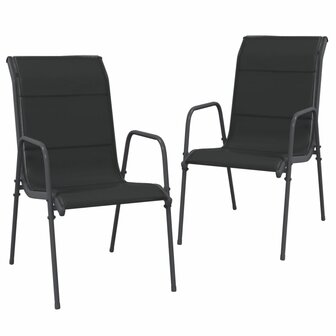 Tuinstoelen 2 st staal en textileen zwart 2