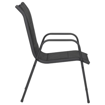 Tuinstoelen 2 st staal en textileen zwart 5
