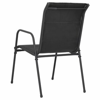 Tuinstoelen 2 st staal en textileen zwart 6